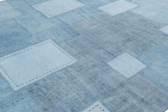 Rug & Kilim’s Modern Patchwork Kilim in Light Blue Geometric Patterns