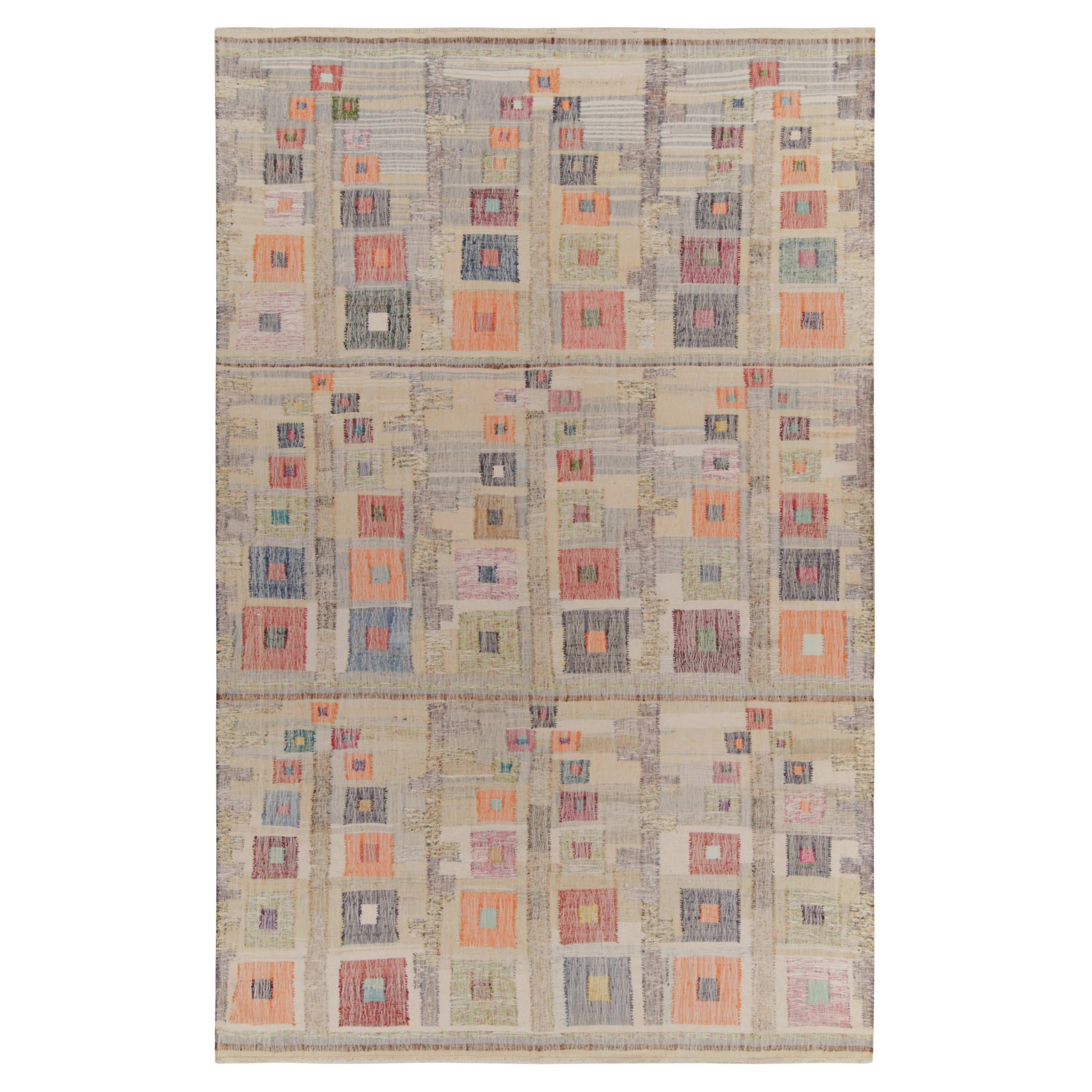 Rug & Kilim’s Modern Patchwork kilim in Multicolor Geometric Patterns For Sale