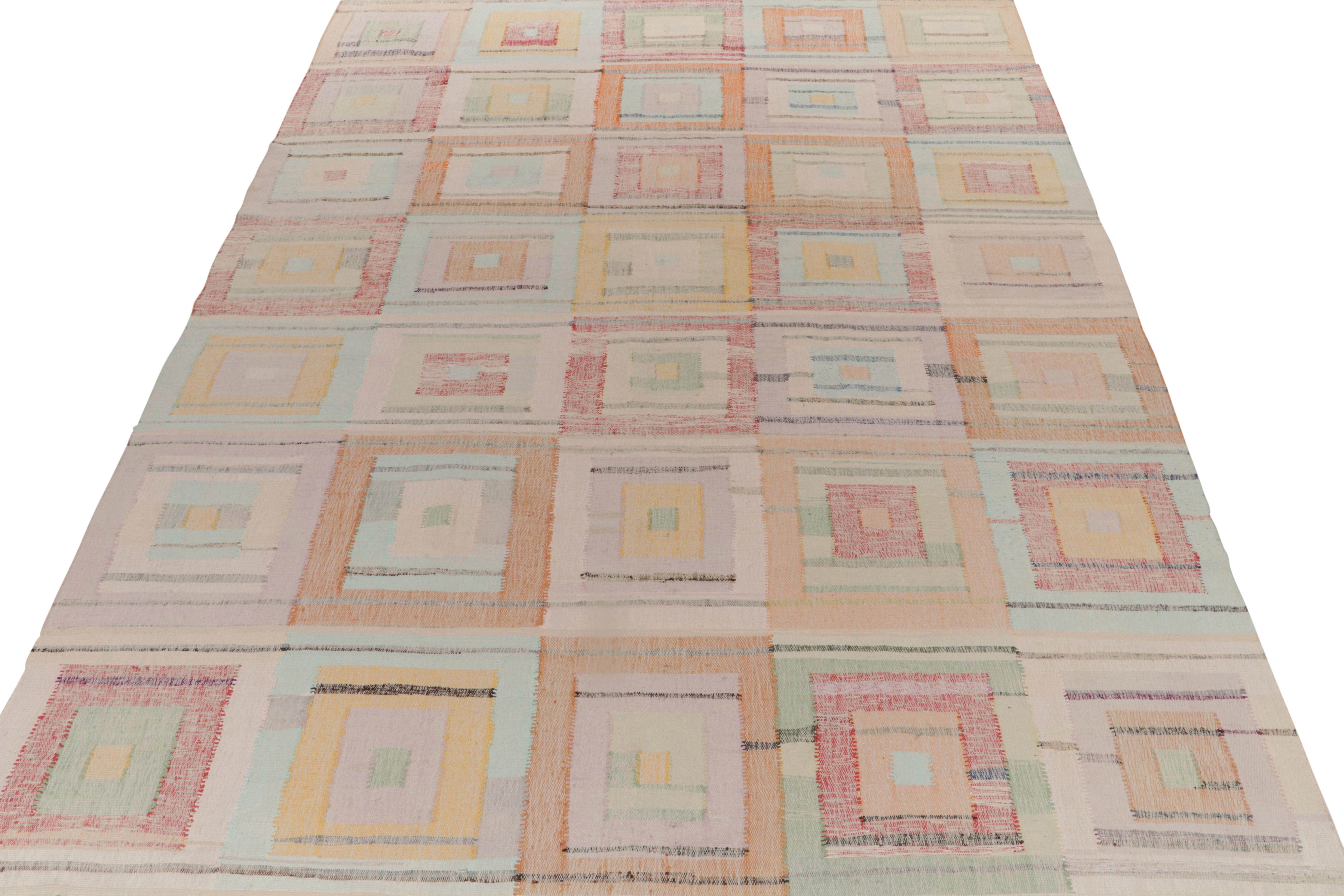 Turkish Rug & Kilim’s Modern Patchwork Kilim in Polychrome Geometric Patterns For Sale