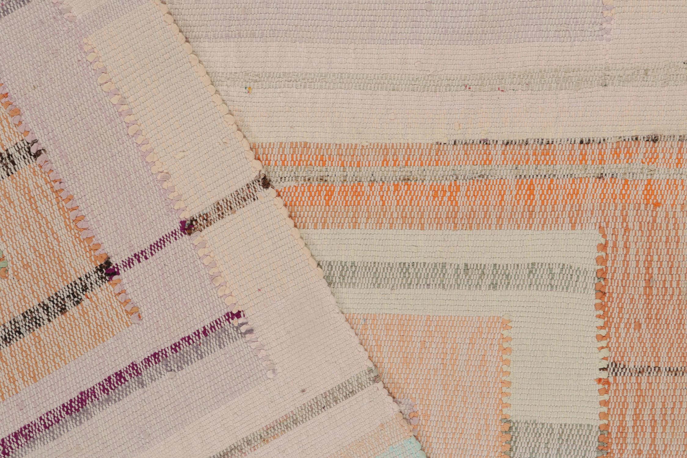 Wool Rug & Kilim’s Modern Patchwork Kilim in Polychrome Geometric Patterns For Sale