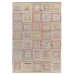 Moderner Patchwork-Kelim von Teppich &amp; Kilims mit polychromen geometrischen Mustern