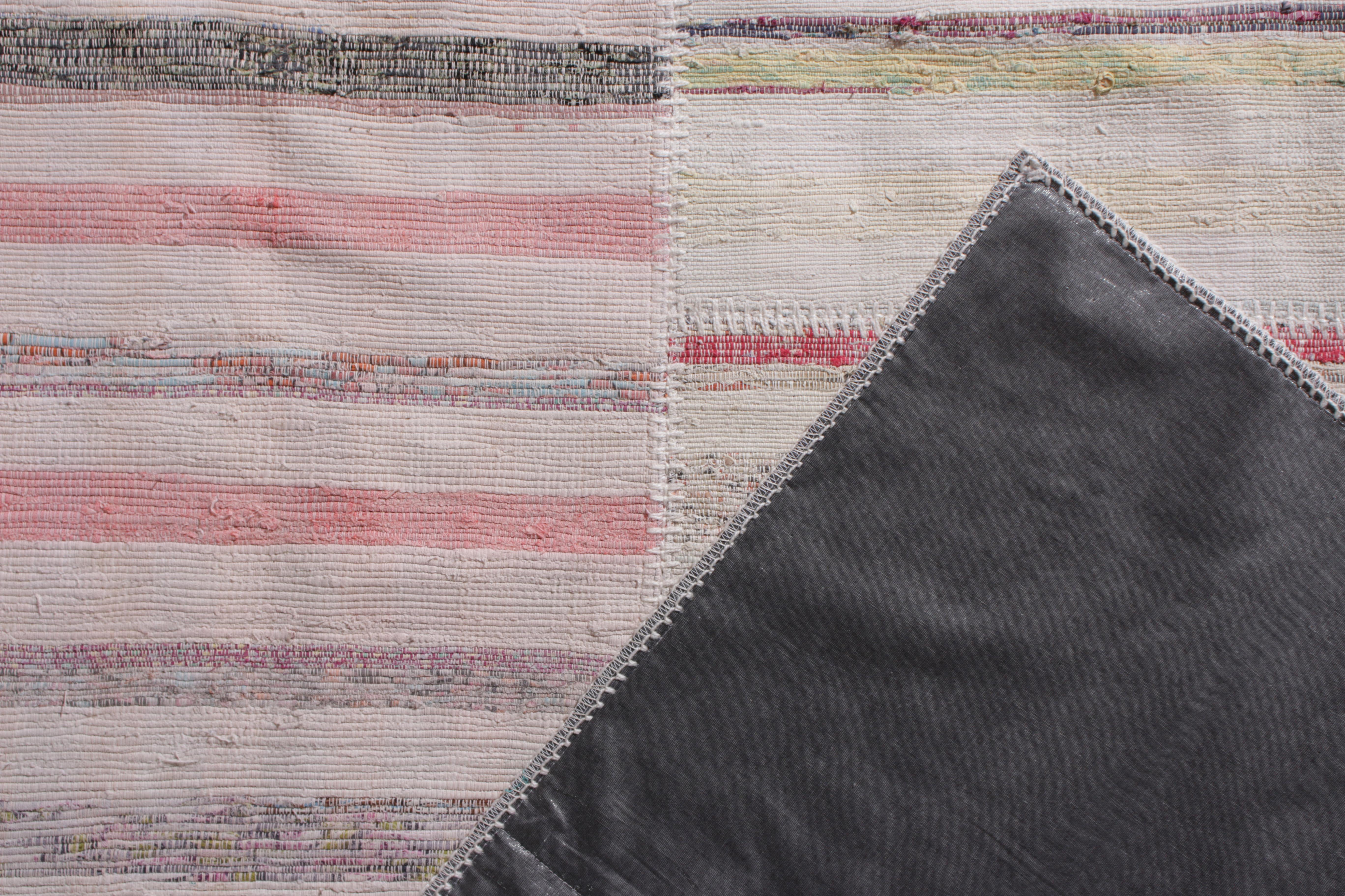 Rug & Kilim's Modern Patchwork Kilim Rug in Gray Multicolor Stripe Pattern In New Condition In Long Island City, NY