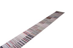 Rug & Kilim's Modern Patchwork Kilim Runner in Gray Multi-Color Stripe Pattern
