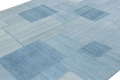 Rug & Kilim’s Modern Patchwork Kilim with Light Blue Geometric Patterns