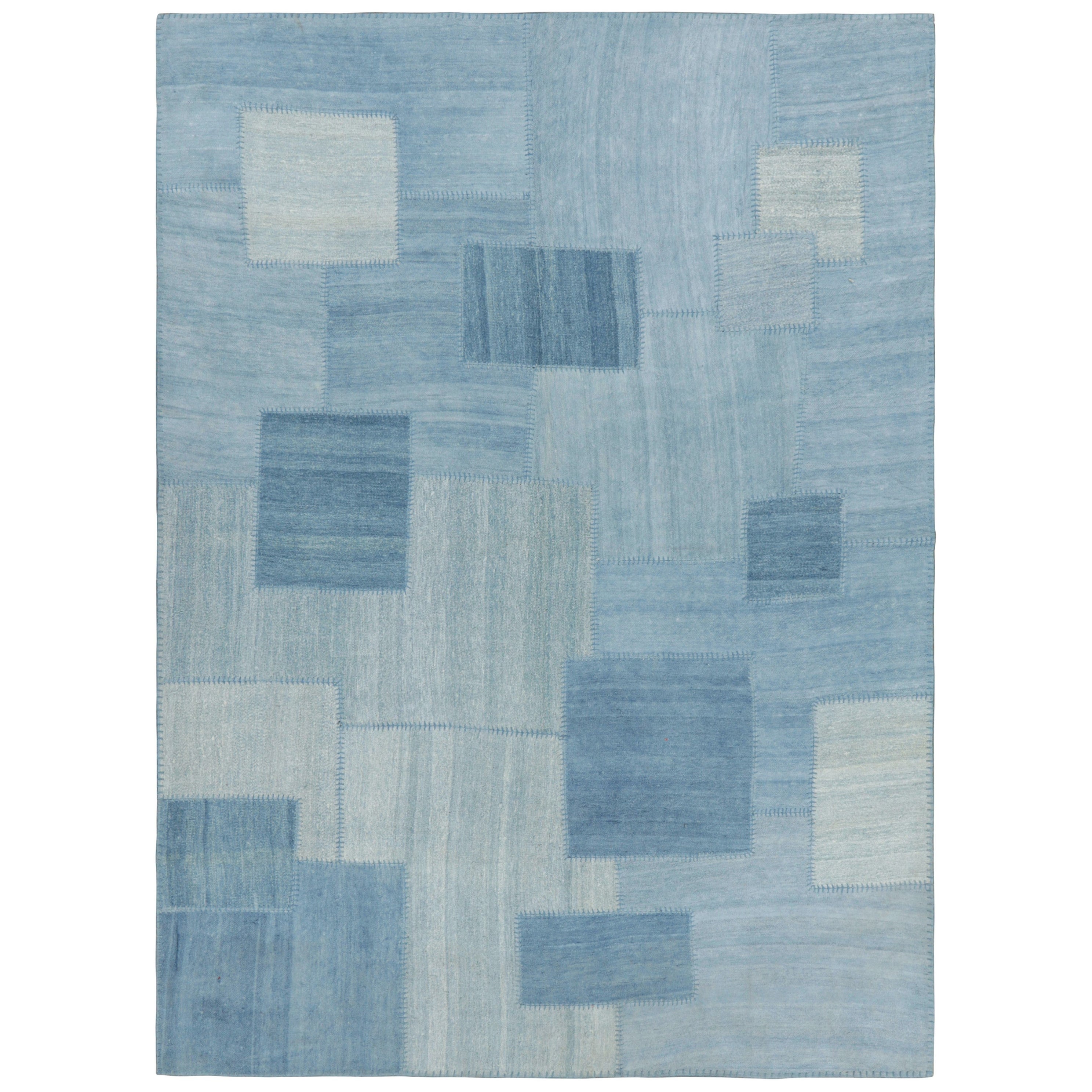 Rug
Kilim: moderno kilim patchwork con motivi geometrici azzurri