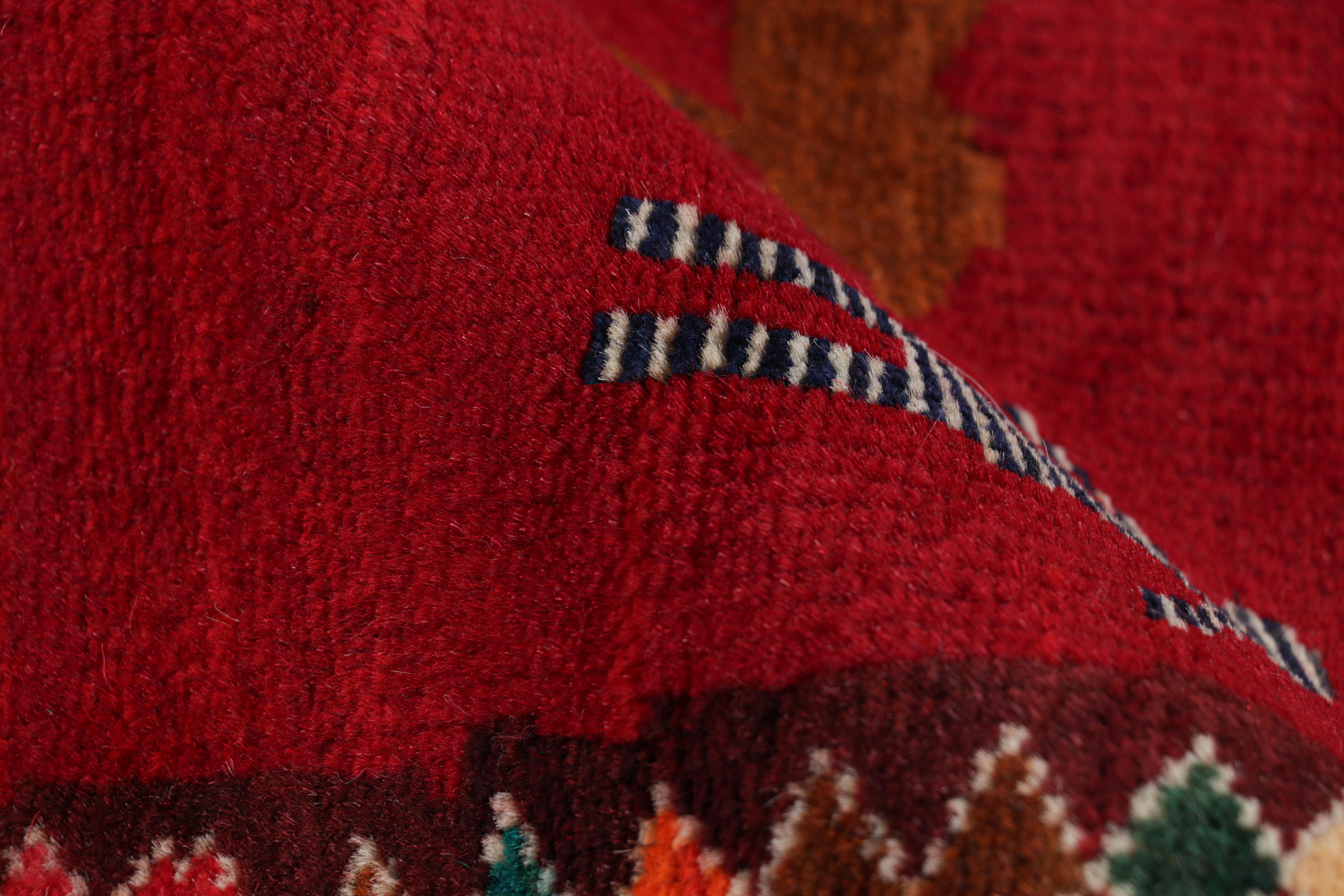 Contemporary Rug & Kilim’s Modern Persian Gabbeh Rug in Red with Animal Pictorials For Sale