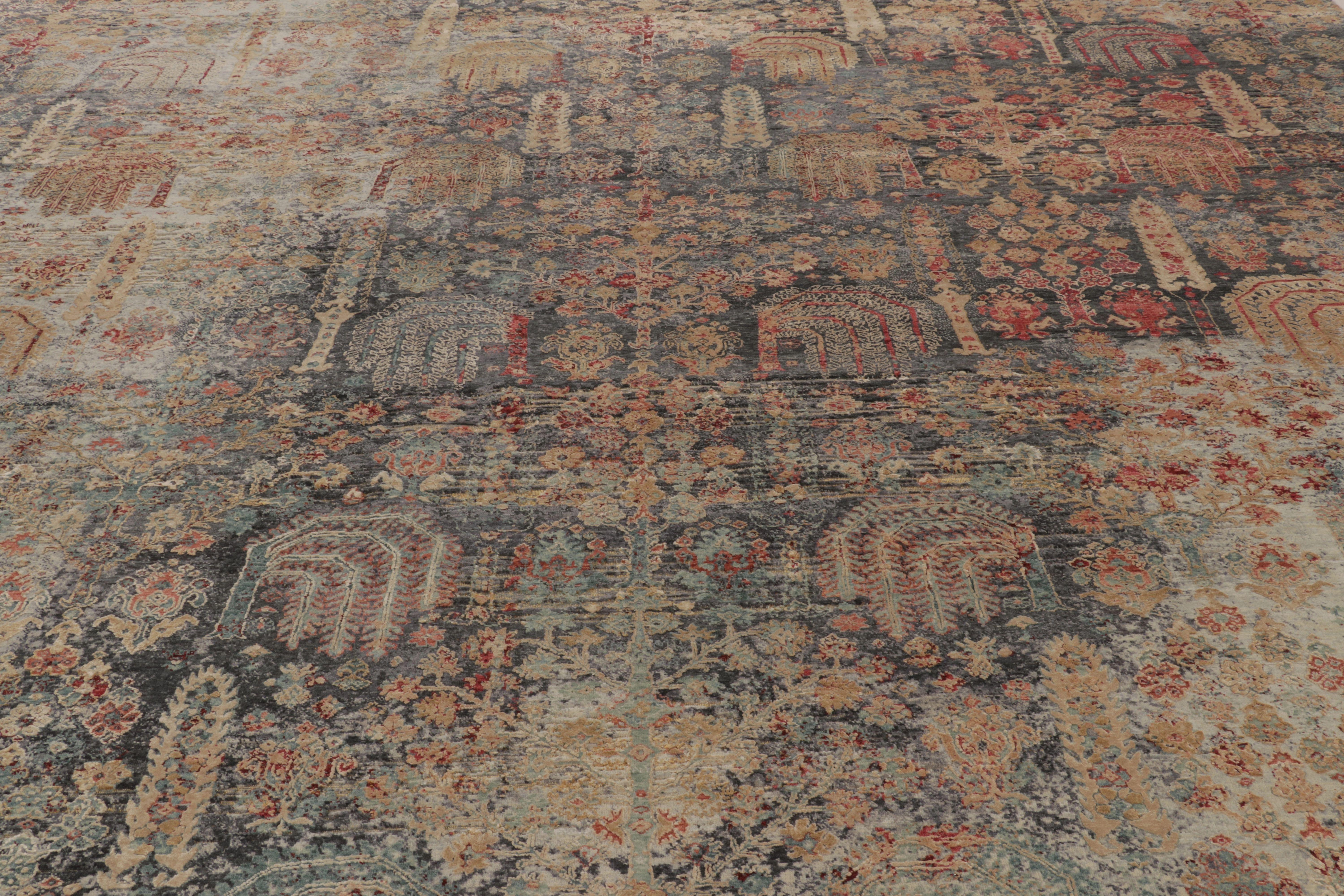 Contemporary Rug & Kilim’s Modern Persian Style Rug in Blue with Colorful Tree of Life For Sale