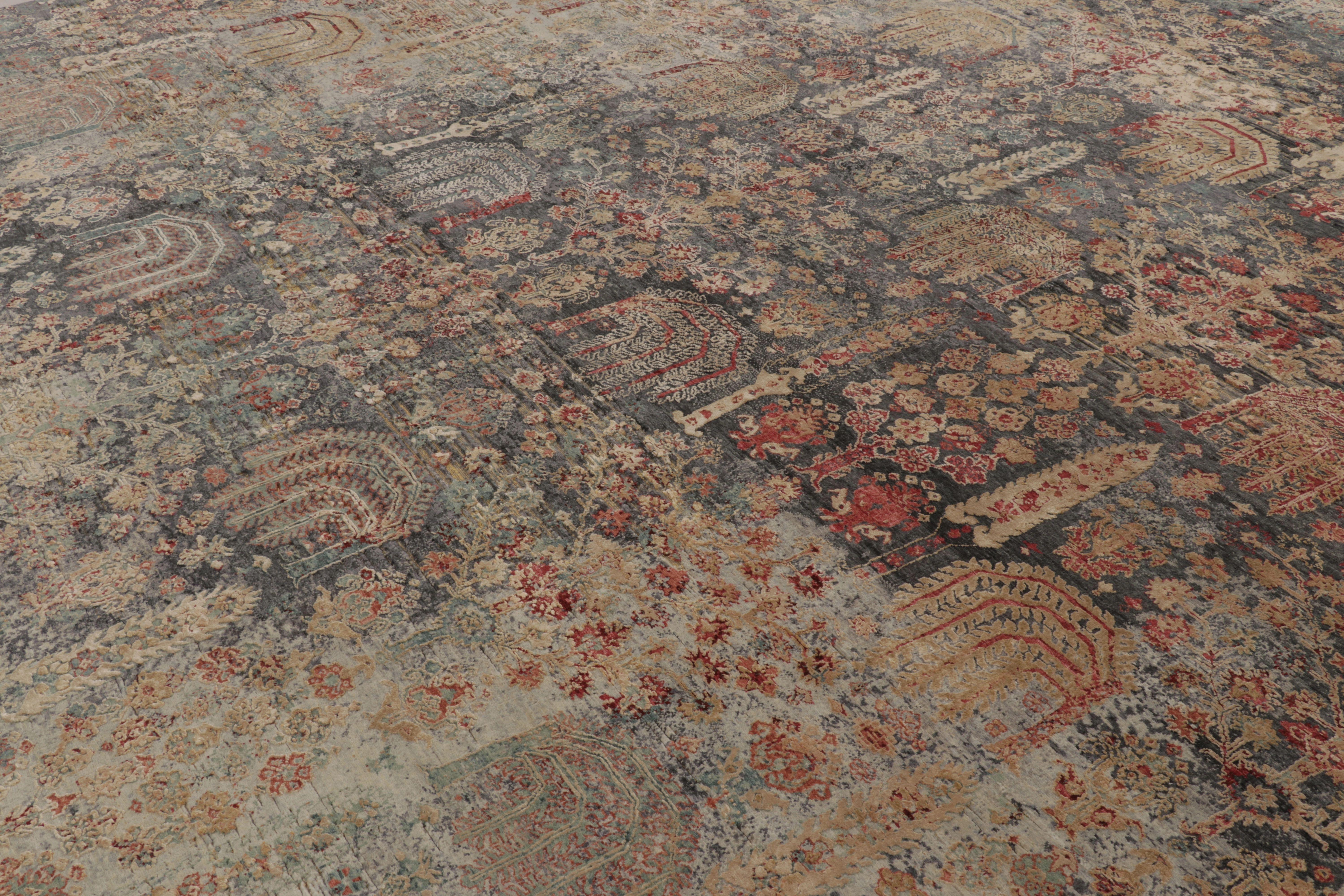 Rug & Kilim’s Modern Persian Style Rug in Blue with Colorful Tree of Life For Sale 1