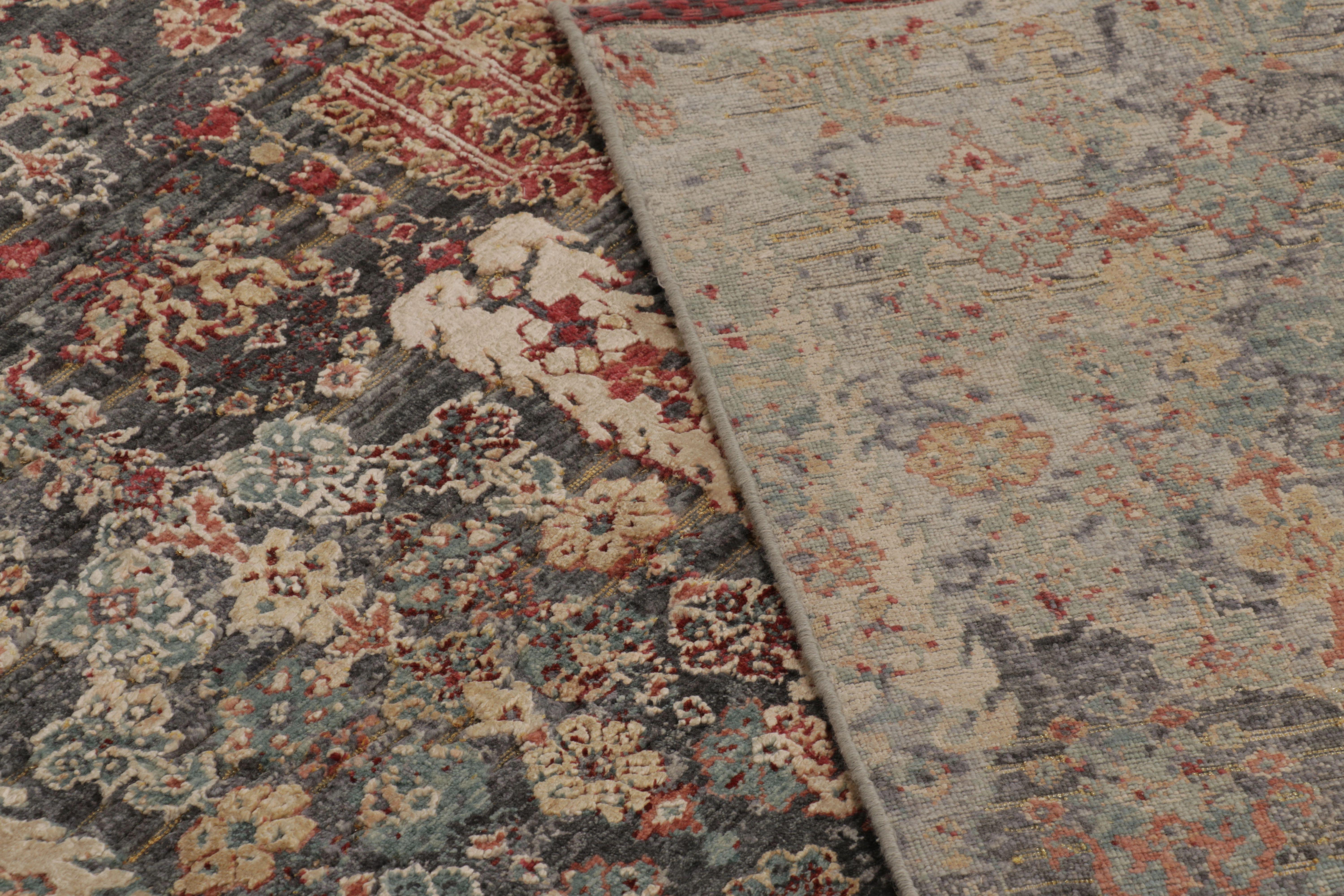 Rug & Kilim’s Modern Persian Style Rug in Blue with Colorful Tree of Life For Sale 2