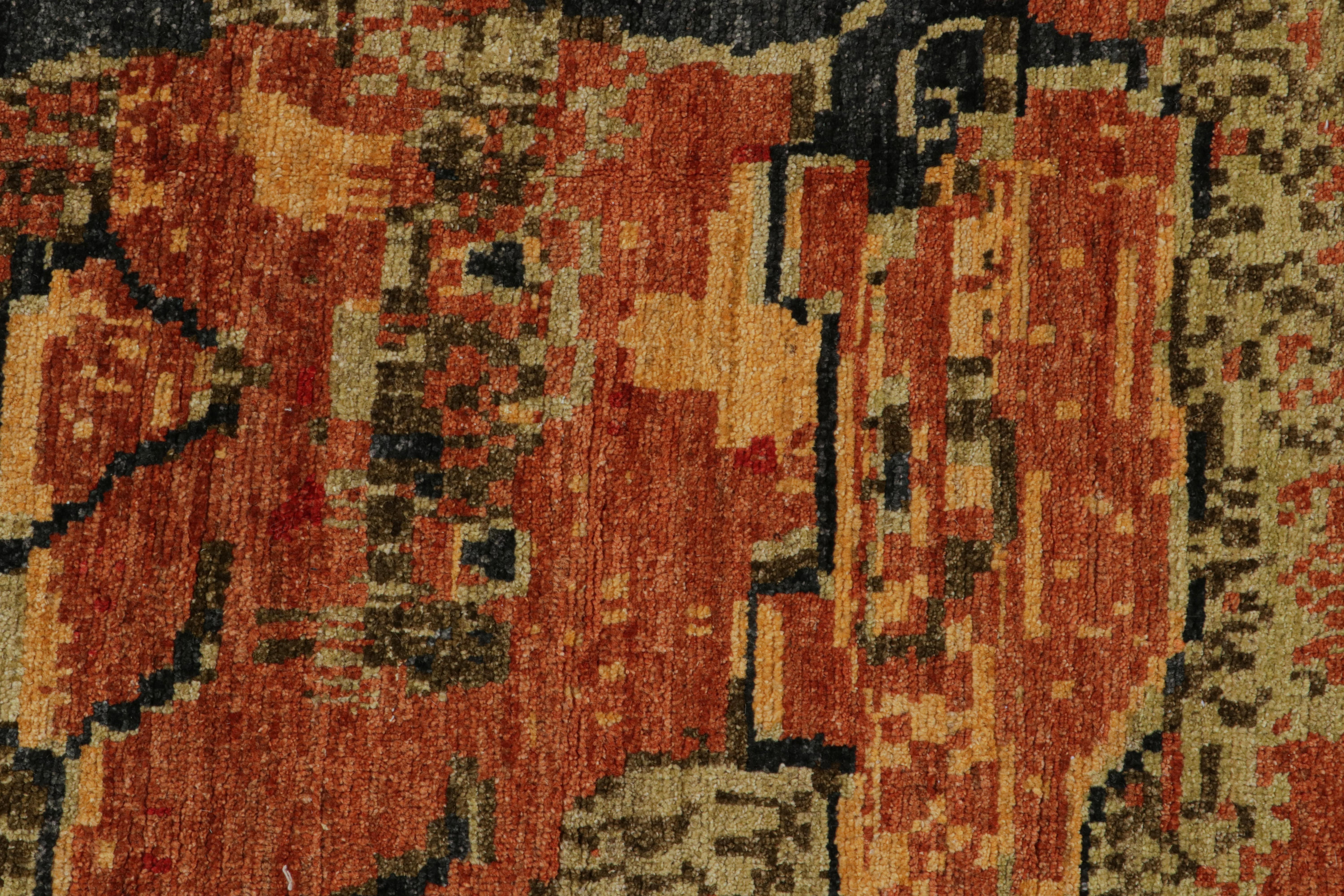 XXIe siècle et contemporain Rug & Kilim's Modern Modern Pictorial Kirin Abstract Square Rug in Blue (tapis carré abstrait bleu) en vente