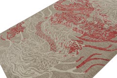 Rug & Kilim’s Modern Pictorial Rug in Beige and Gray, with Red Dragon Pattern