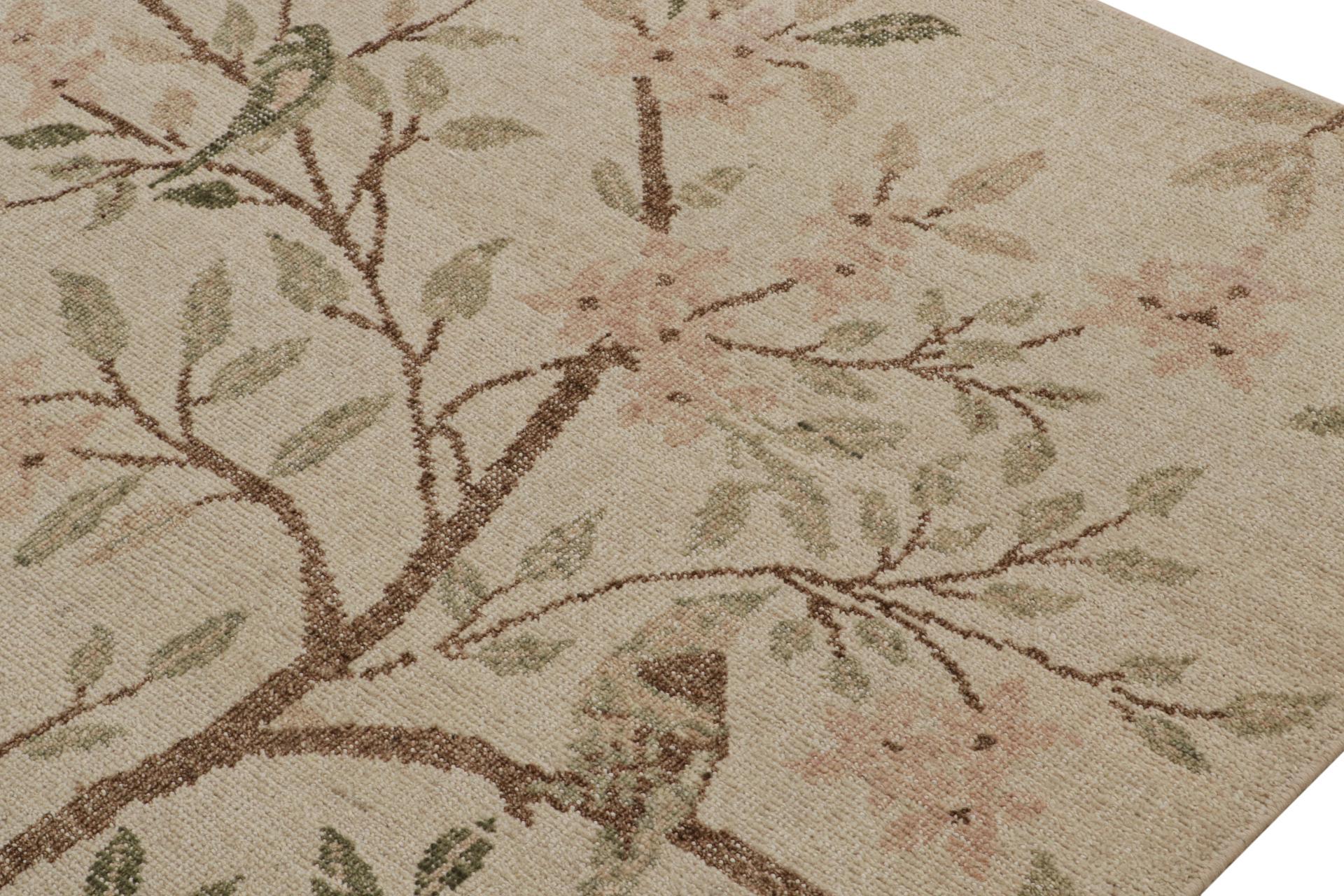 Annodato a mano Rug & Kilim - Tappeto moderno pittorico in verde e grigio, con raffigurazione di un paesaggio in vendita