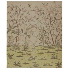 Rug & Kilim - Tappeto moderno pittorico in verde e grigio, con raffigurazione di un paesaggio