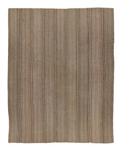 Rug & Kilim’s Modern Rez Flatweave Kilim in Brown Textural Stripes