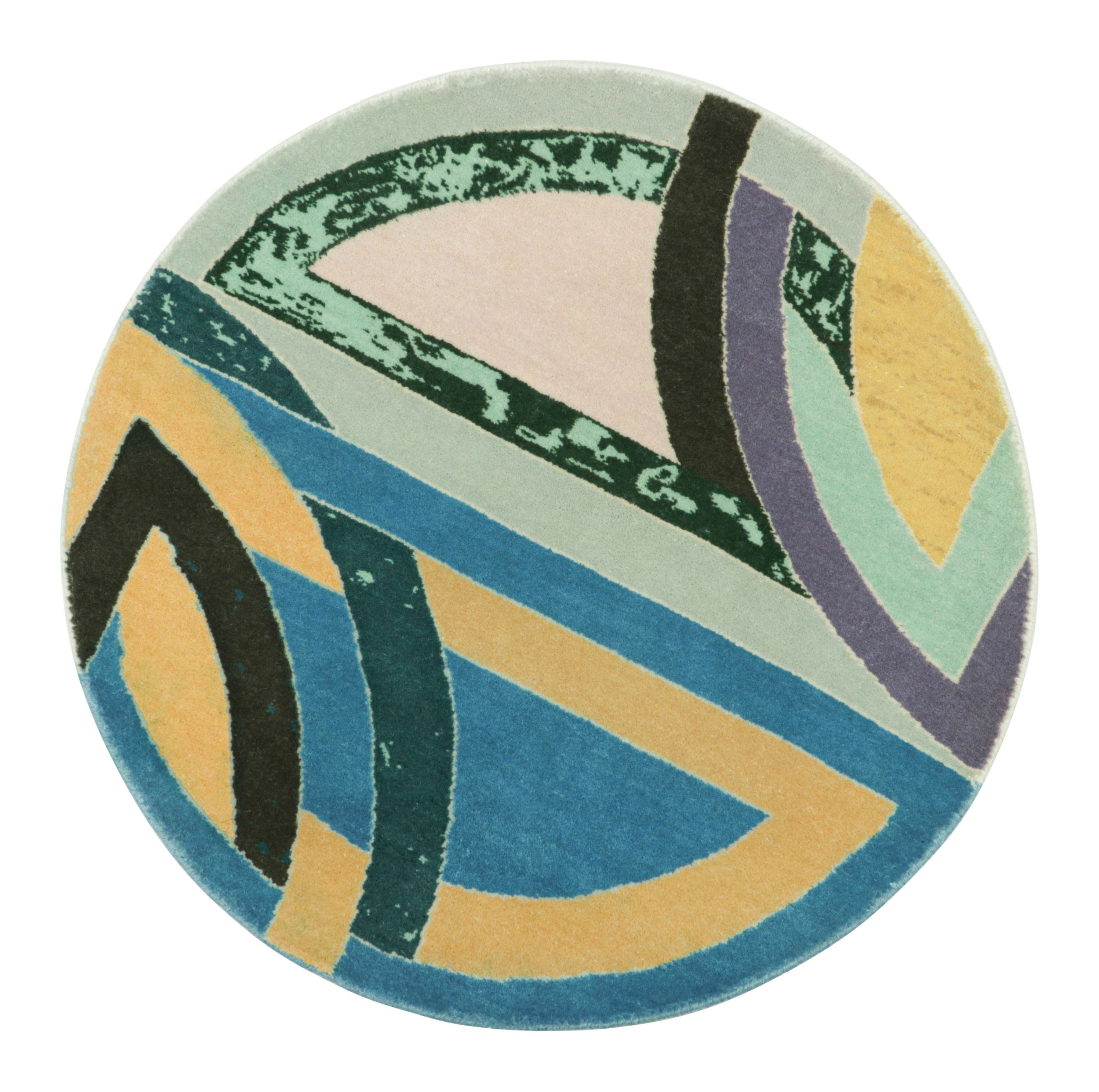 Rug & Kilim's Modern Round Rug in Multicolor with Abstract Geometric Design