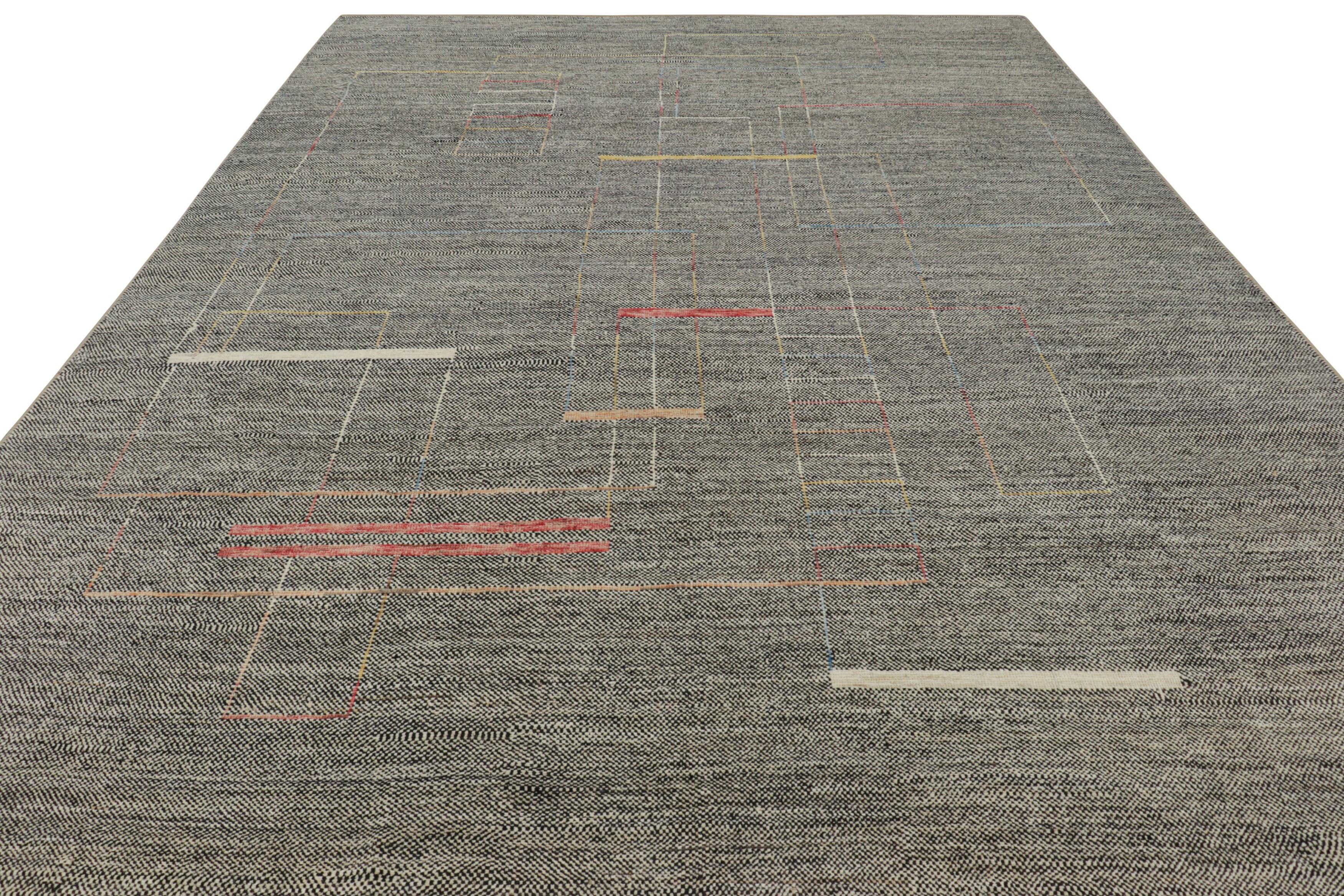 Rug & Kilim's Modern Rug, Schwarz und Weiß mit minimalistischen geometrischen Mustern (Handgewebt) im Angebot