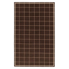Rug & Kilim’s Modern Rug, Chocolate Brown & Beige Geometric Grid