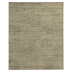Rug & Kilim’s Modern Rug in a Blue and Beige-Brown Striae, Geometric Patterns