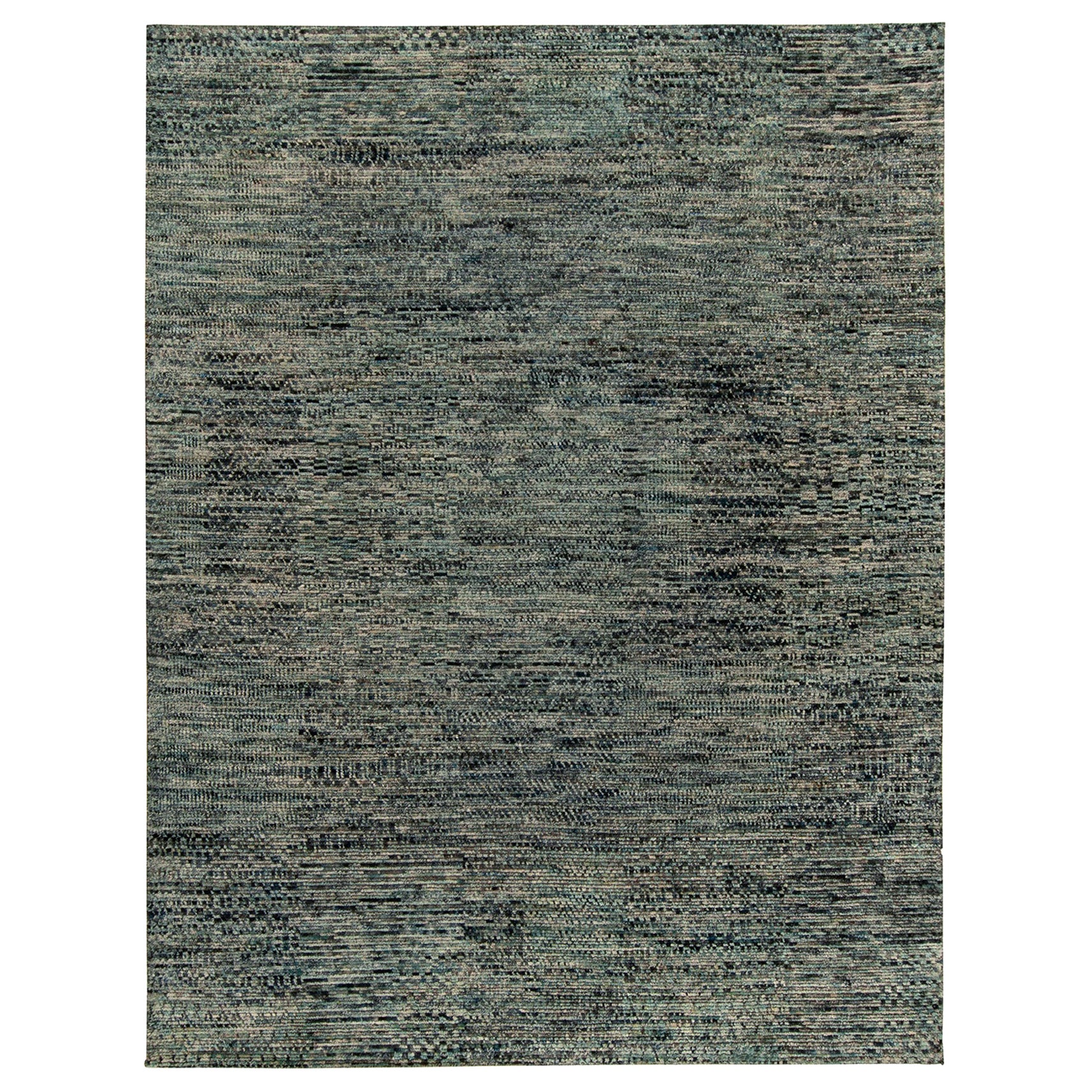 Rug & Kilim's Modern Rug in Blau, Schwarz und Weiß mit geometrischen Mustern