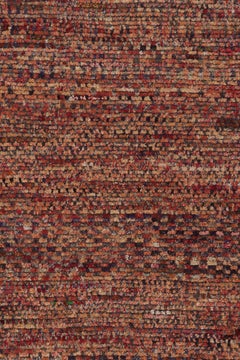 Rug & Kilim's Modern Rug in Rot und Orange-Braun gestreift, Geometrische Muster