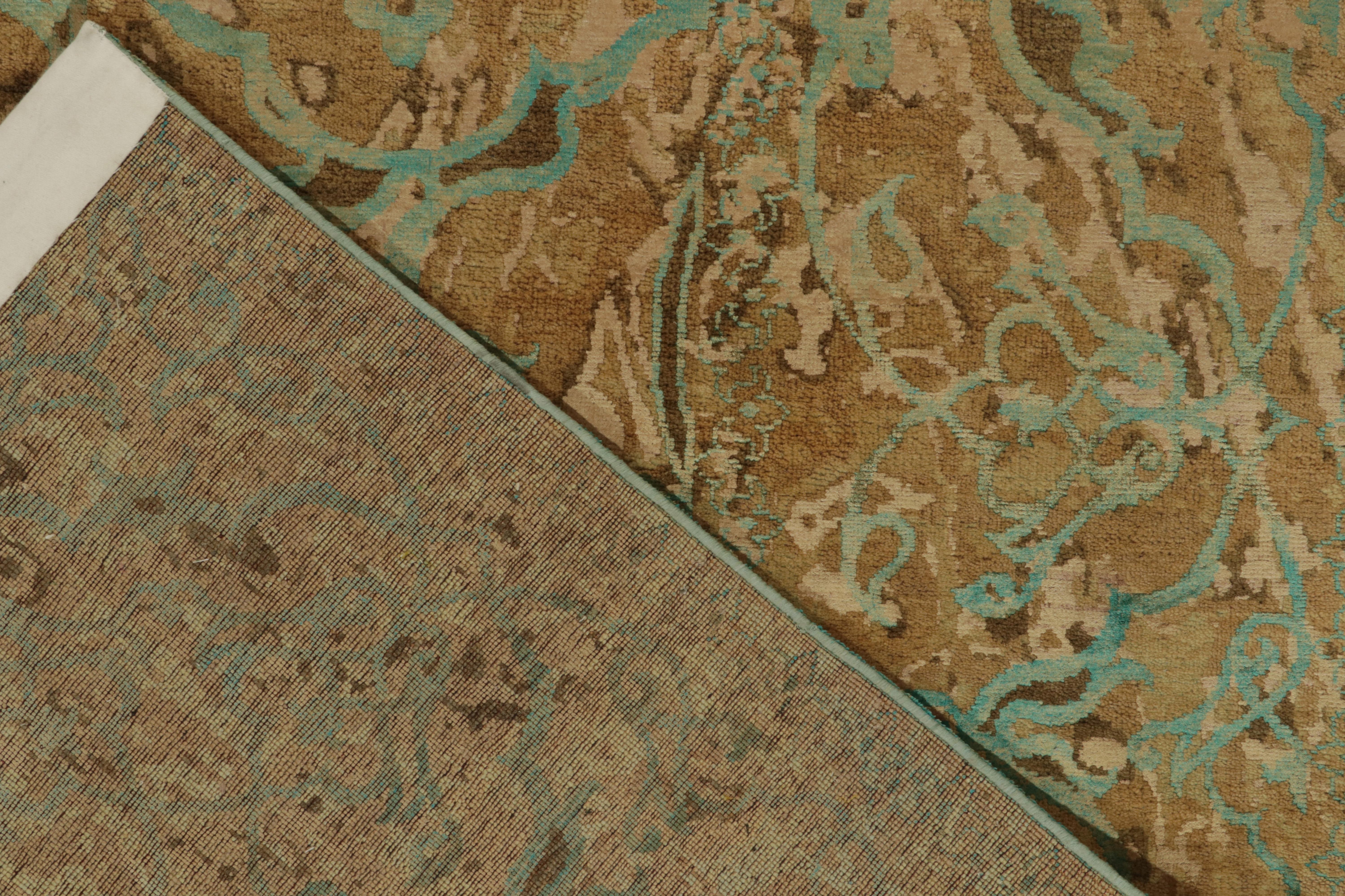 Moderner Teppich &amp;amp; Kilims Teppich mit abstraktem geometrischem Muster in Teal &amp;amp; Beige-Brown im Angebot 1
