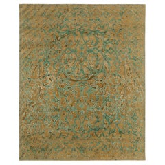 Rug & Kilim’s Modern Rug in a Teal & Beige-Brown Abstract Geometric Pattern