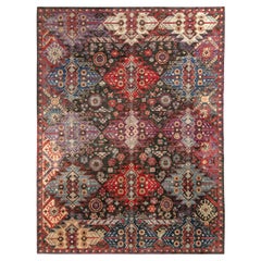 Rug & Kilim’s Modern Rug in an All over Red, Blue, Black Geometric Pattern
