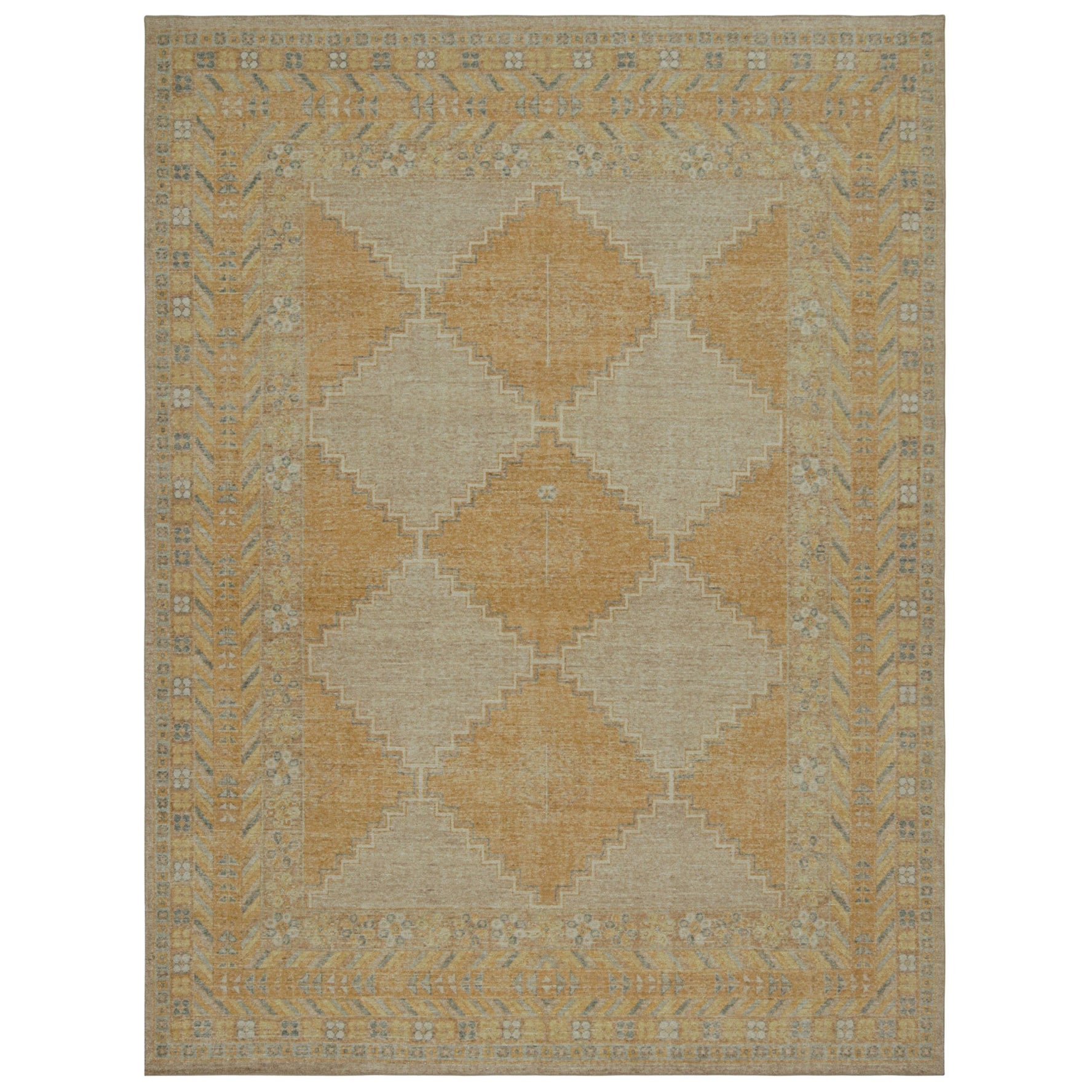 Tappeto moderno Rug & Kilim nei toni del beige e dell'oro, con motivi geometrici