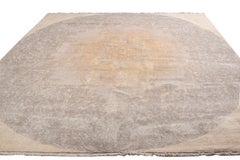 Rug & Kilim’s Modern Rug Square Rug, Beige and Gray Floral Medallion "Rose"