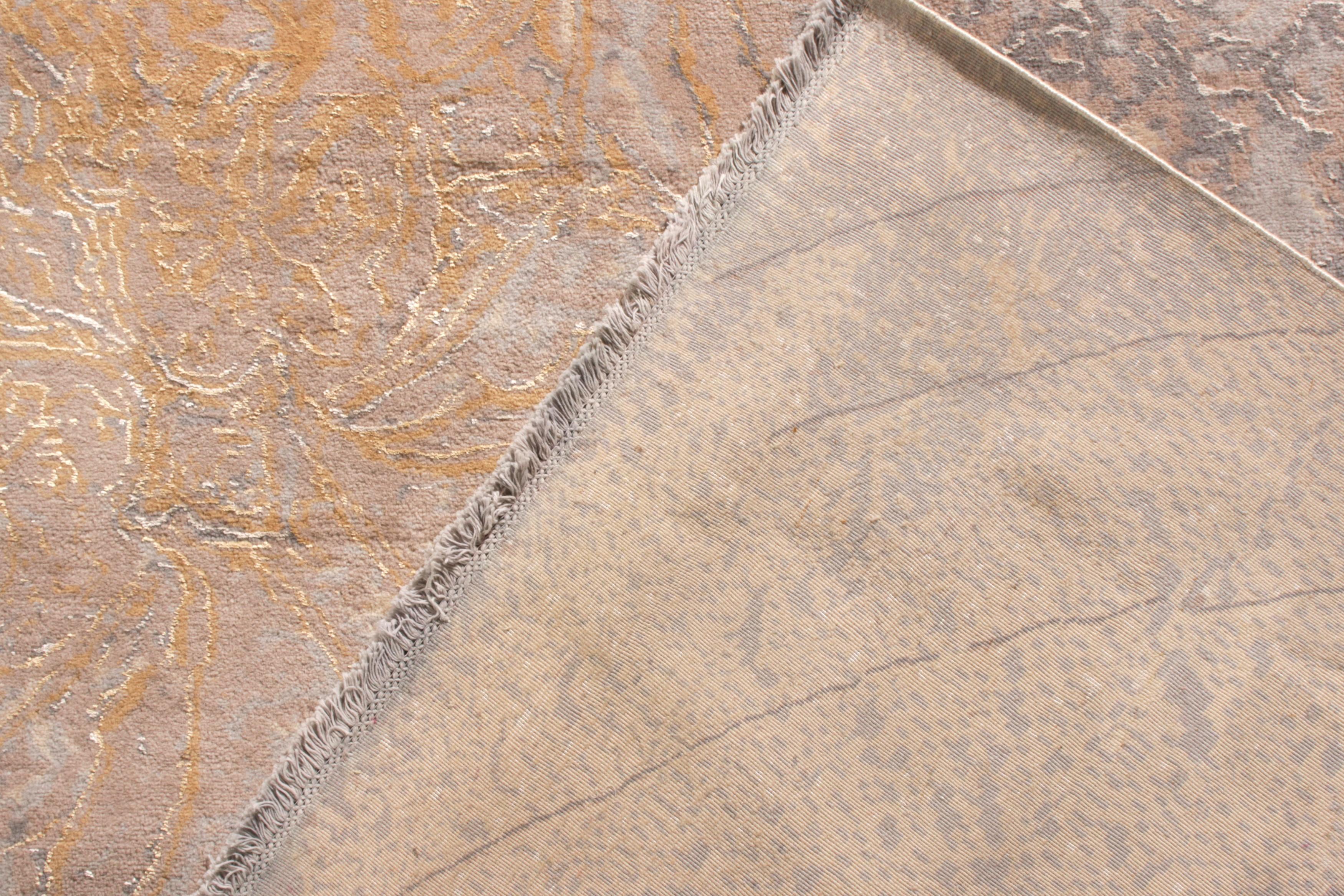 Alfombra moderna Rug & Kilim con diseño de medallón beige y gris en Nuevo estado para la venta en Long Island City, NY