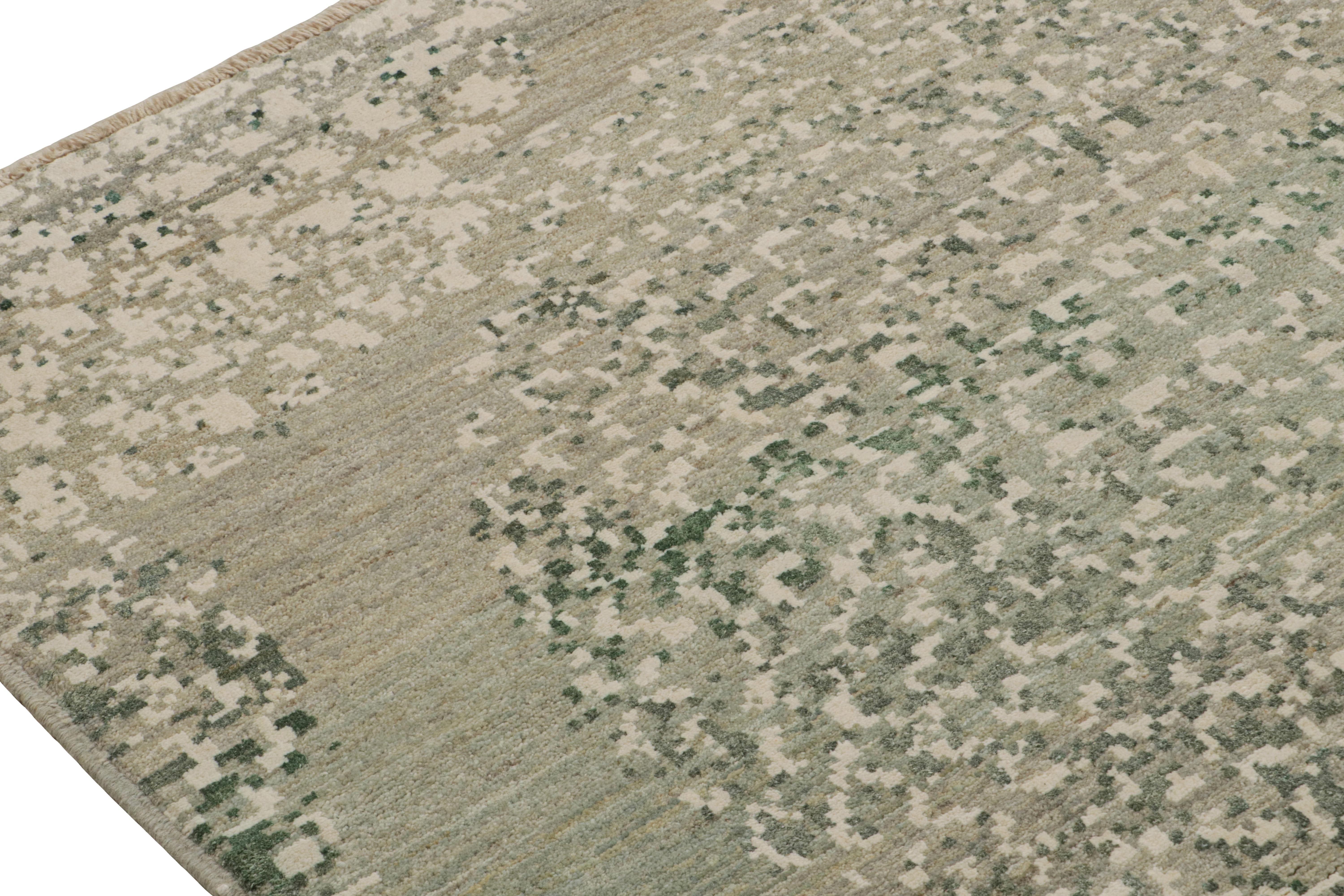 Noué à la main Rug & Kilim's Modern Rug in Beige and Gray, with Geometric Patterns (tapis moderne beige et gris à motifs géométriques) en vente