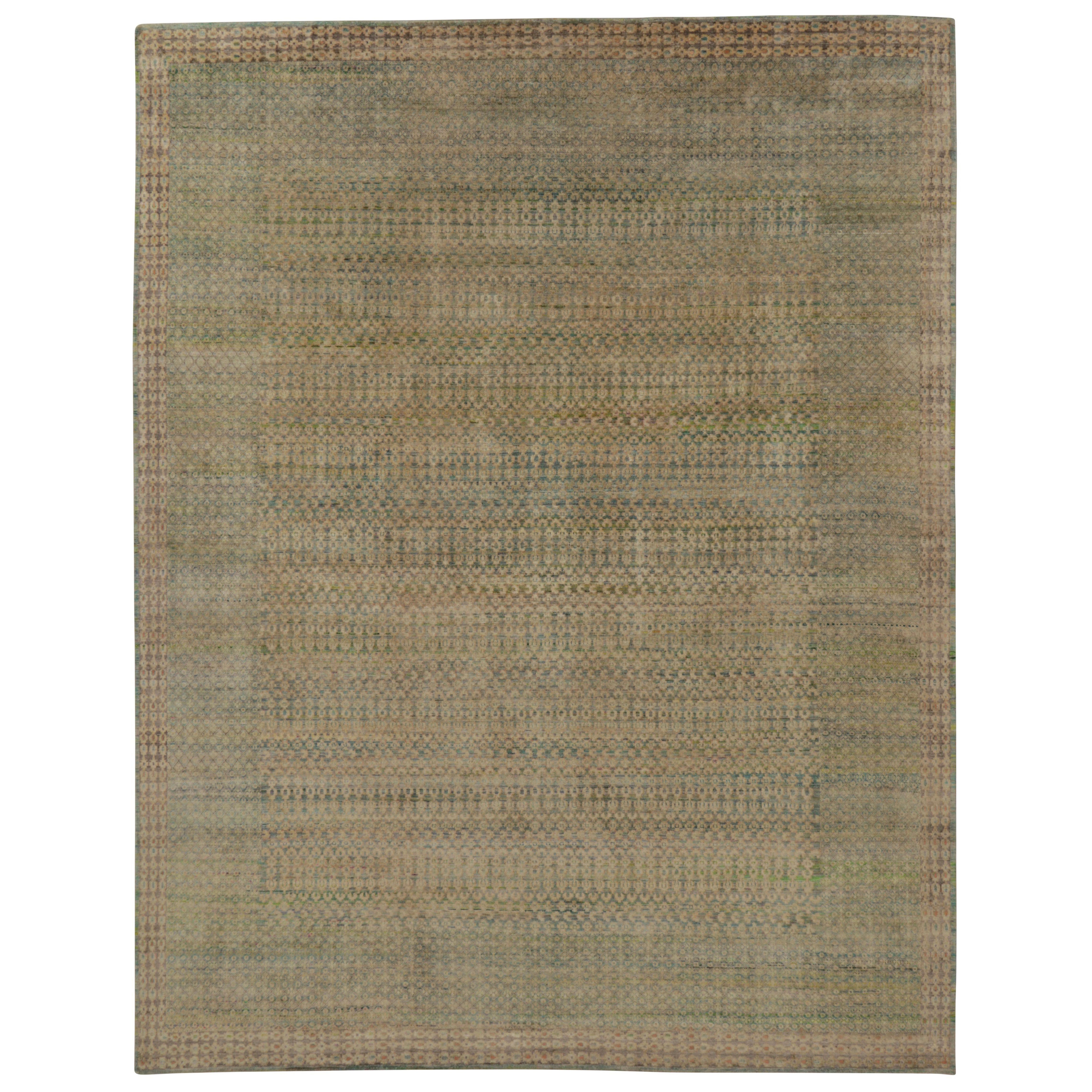 Rug 
Kilim’s Modern Rug in Beige, Blue, and Sage Geometric Pattern For Sale