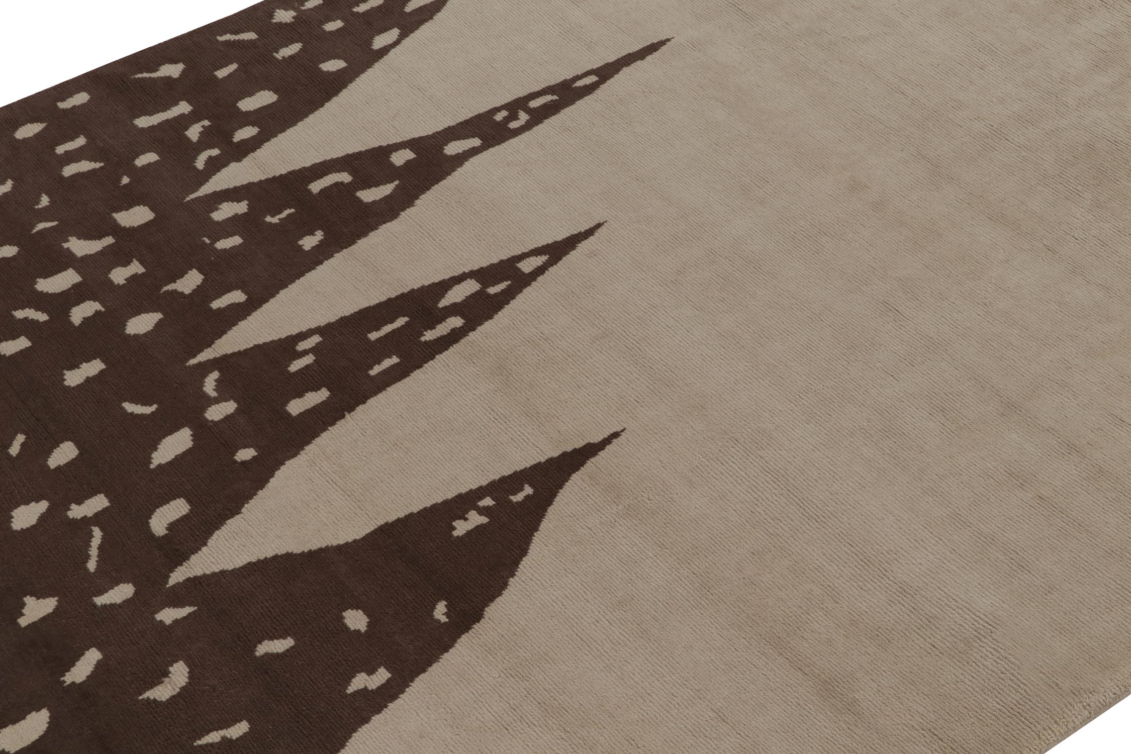 Hand-Knotted Rug & Kilim’s Modern rug in Beige-Brown Abstract Pattern For Sale