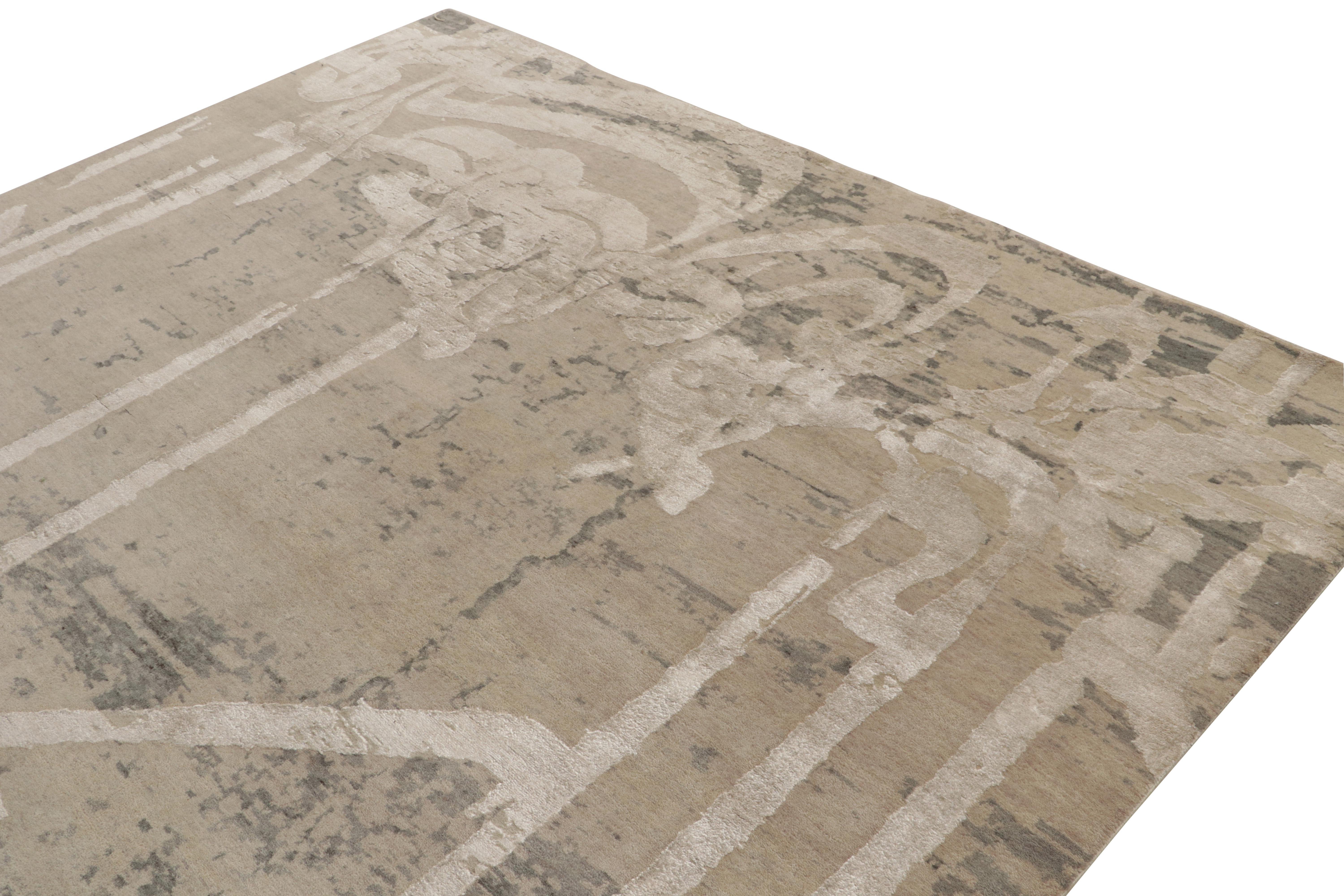 Rug & Kilim's Modern Rug in Beige-Brown, White Abstract Pattern In New Condition For Sale In Long Island City, NY