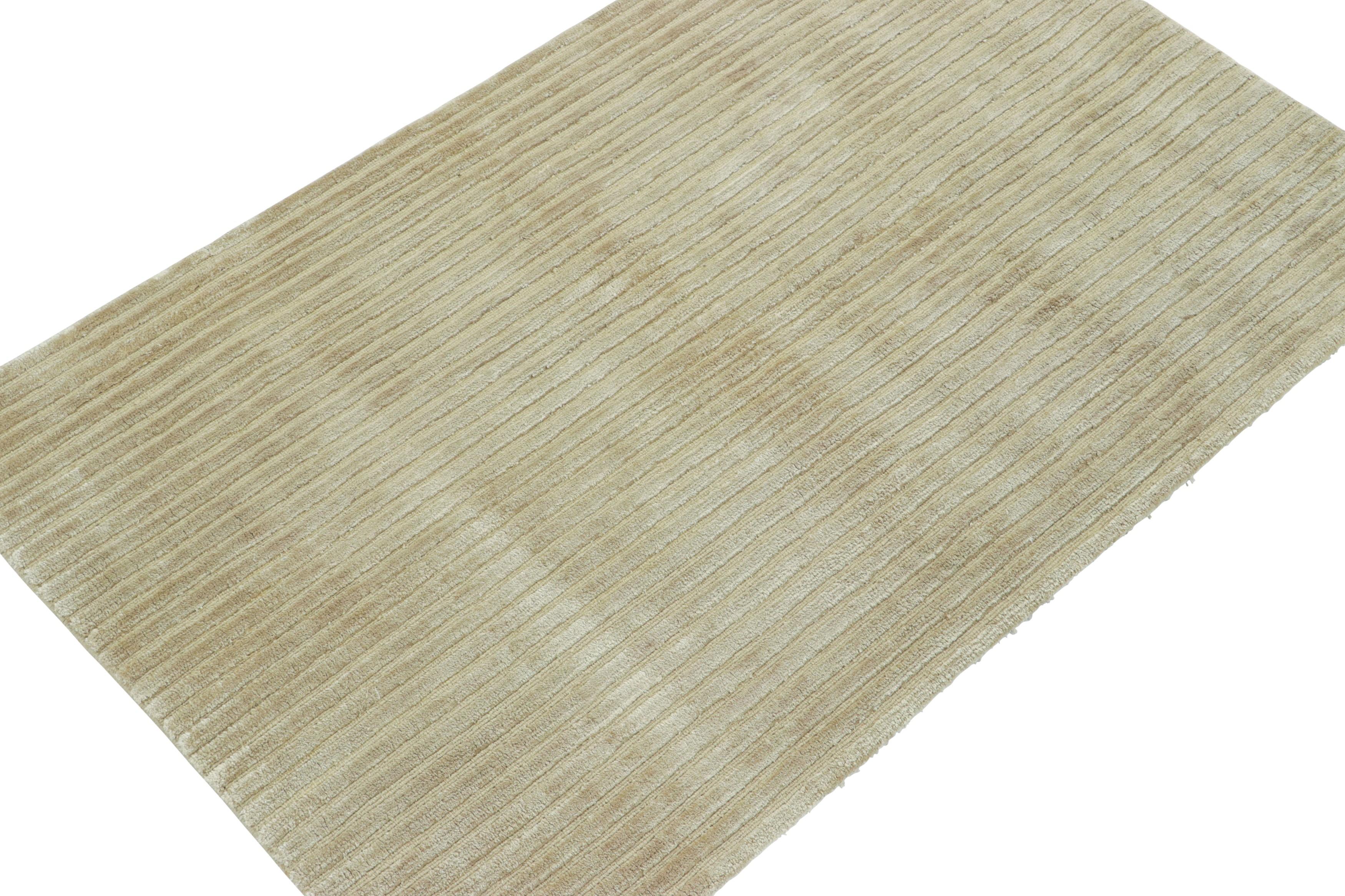 Rug & Kilim’s Modern Rug in Beige with Textural Stripes Indio en venta