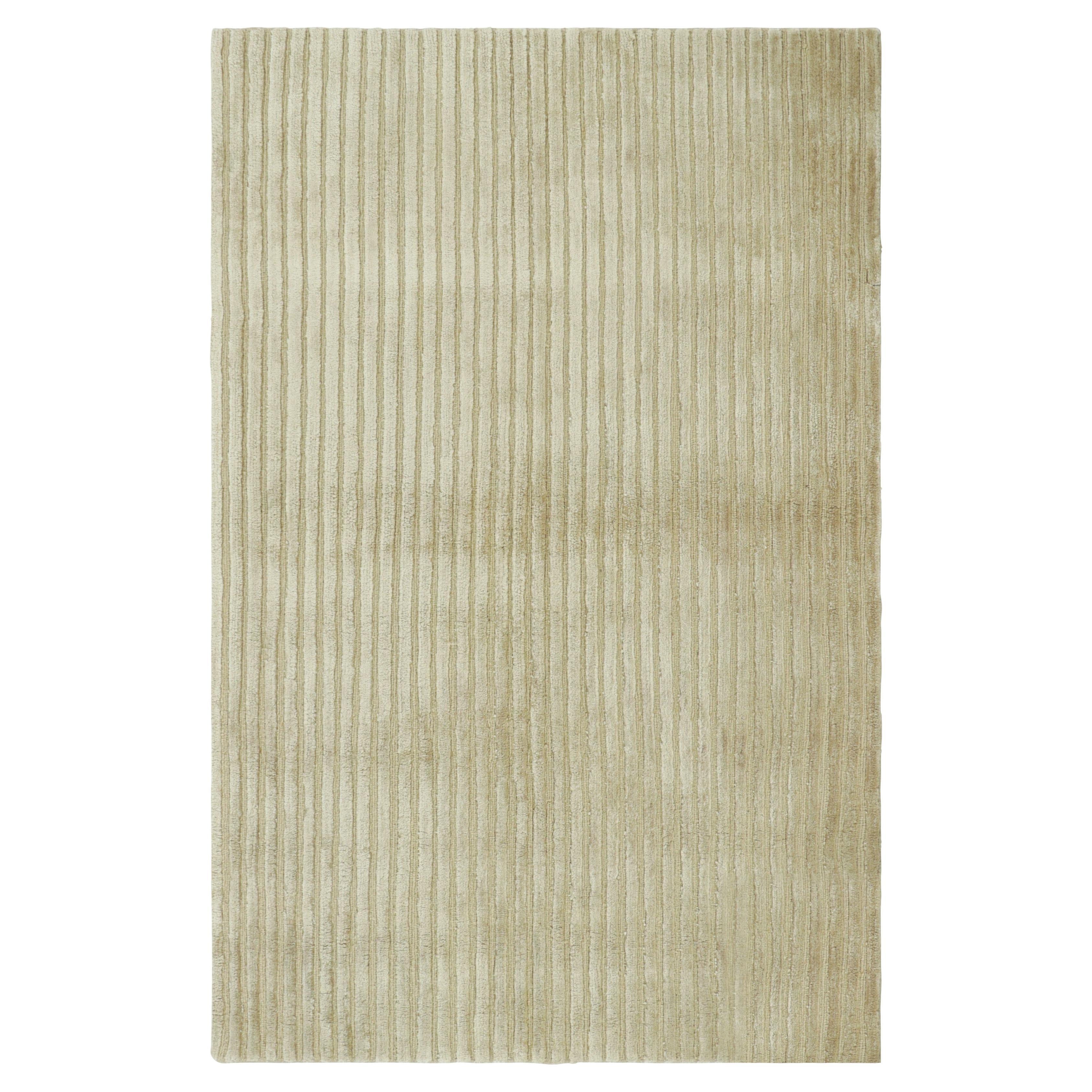 Rug & Kilim’s Modern Rug in Beige with Textural Stripes en venta
