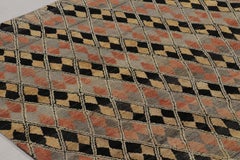 Rug & Kilim’s Modern Rug in Black, Charcoal and Gold Diamond Geometric Pattern