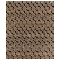 Tappeto moderno Rug & Kilim con motivo geometrico a diamante nero, carbone e oro