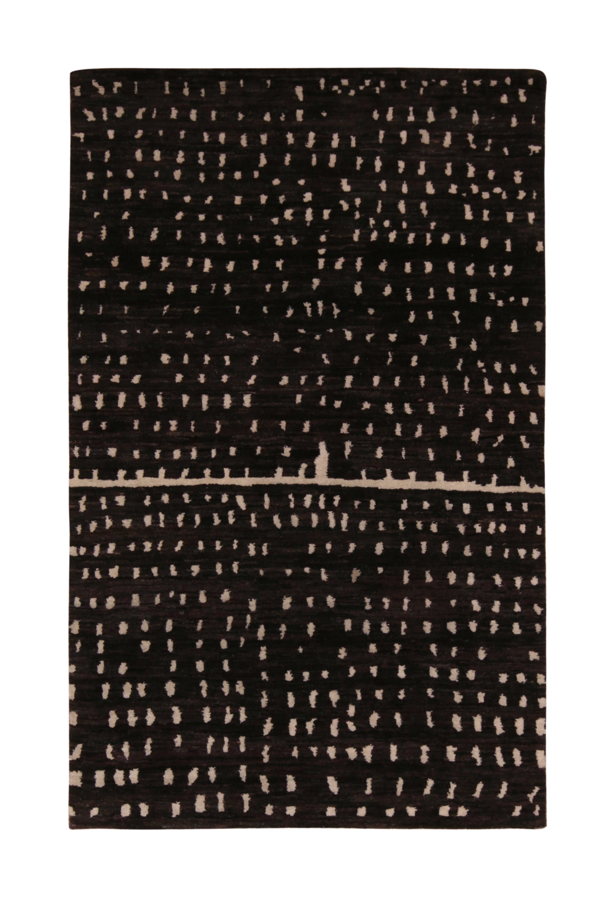 Moderner Teppich & Kelim-Teppich mit schwarz-weißen Punktenmuster