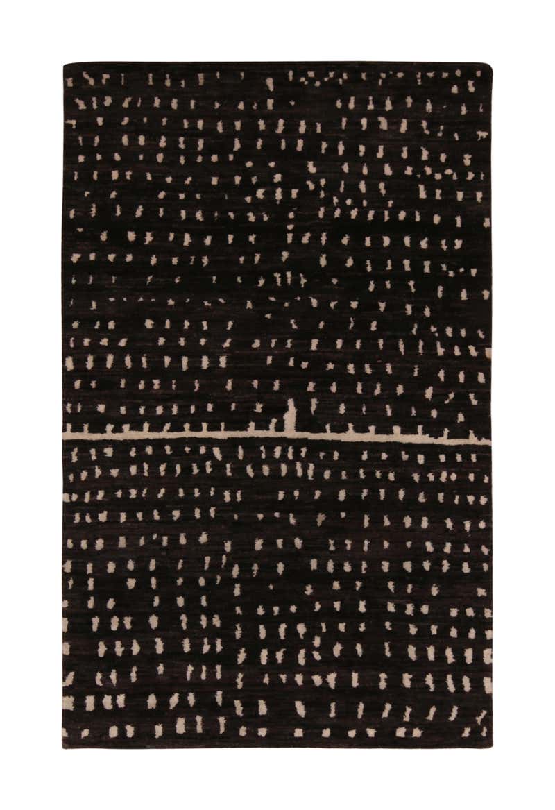 Rug and Kilim’s Contemporary Rug in Black with Gold Dots Pattern For ...