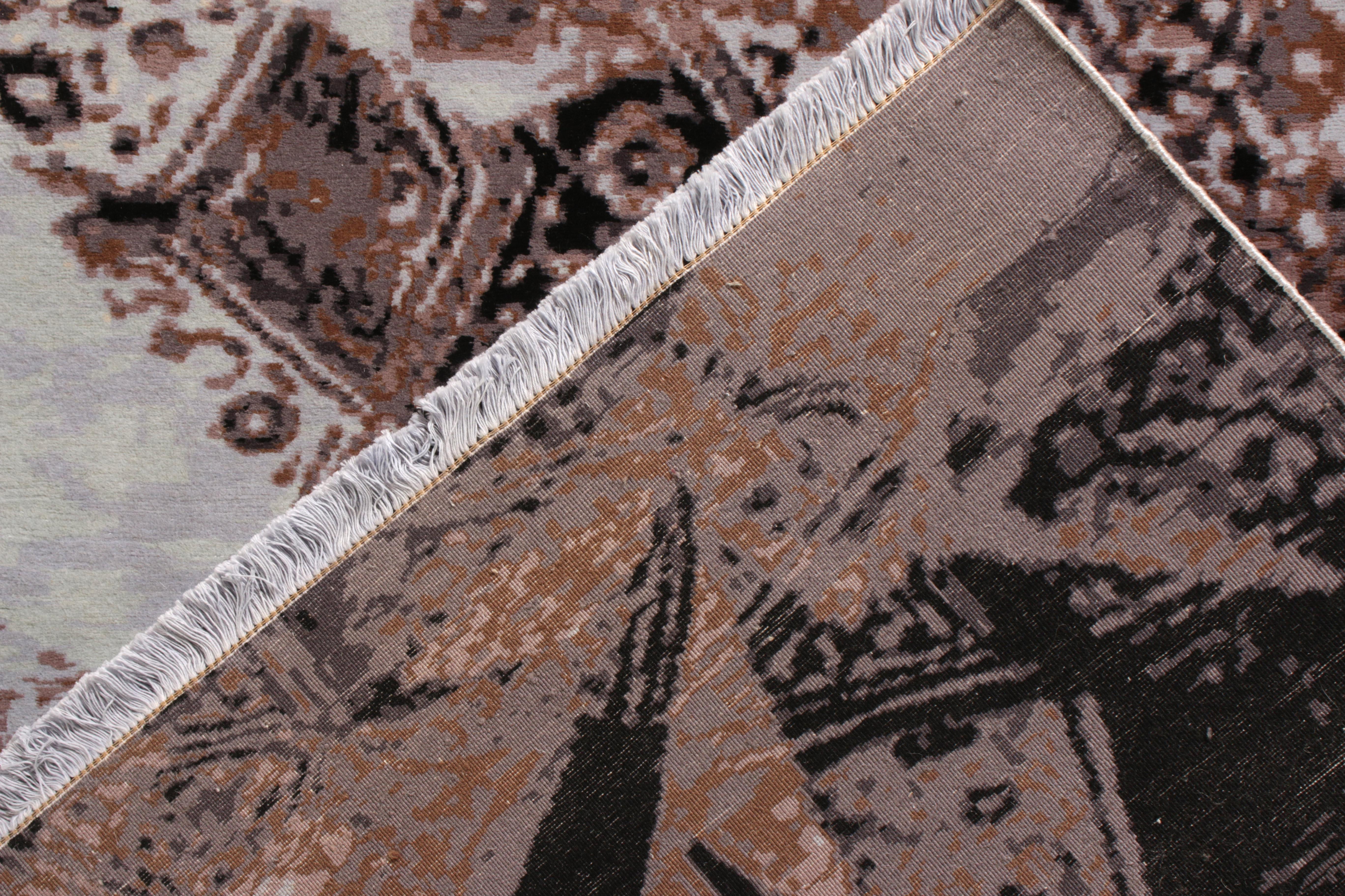 Rug & Kilim’s Modern Rug in Blue and Beige-Brown Abstract Pattern In New Condition For Sale In Long Island City, NY