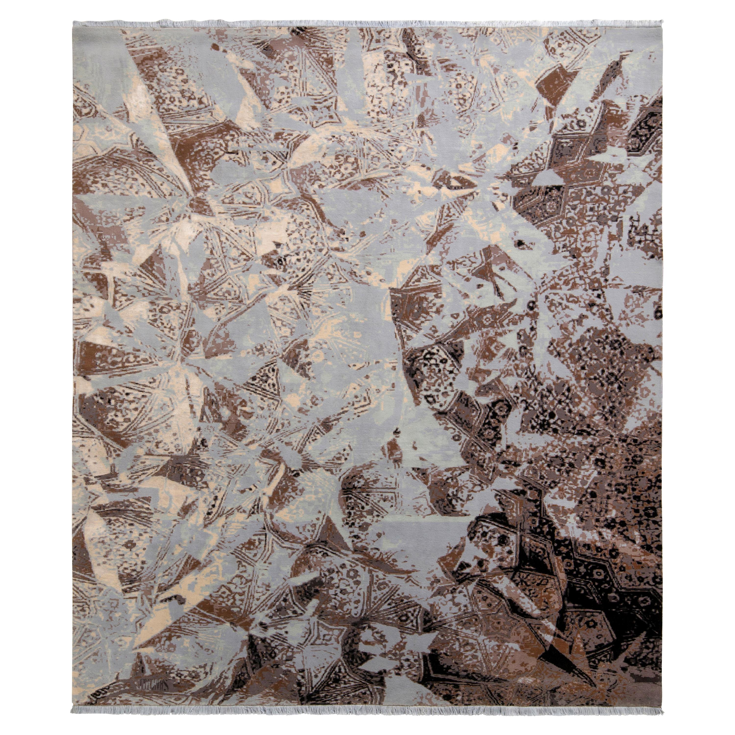 Rug & Kilim’s Modern Rug in Blue and Beige-Brown Abstract Pattern For Sale