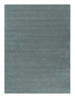 Rug & Kilim’s Modern Rug in Blue and Cream, with Stripes and Geometric Patterns