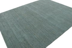 Rug & Kilim’s Modern Rug in Blue and Cream, with Stripes and Geometric Patterns