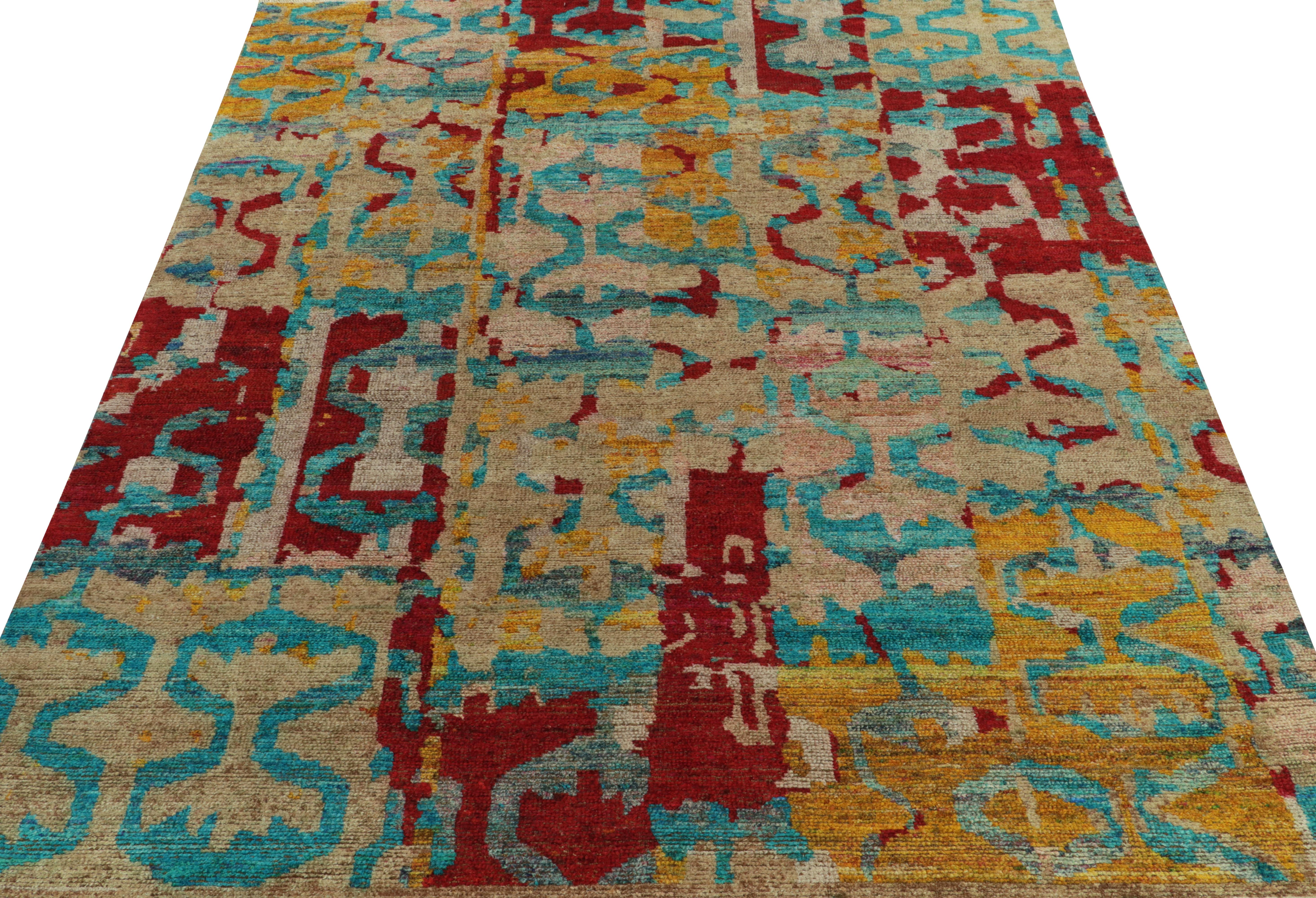 blue and gold abstract rug