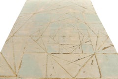 Rug & Kilim’s Modern Rug in Blue, White, Golden Abstract Pattern