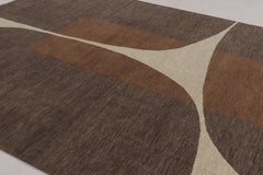 Rug & Kilim’s Modern Rug in Brown and Cream Abstract Curve Pattern