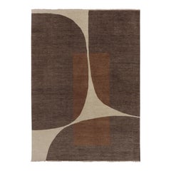 Rug & Kilim’s Modern Rug in Brown and Cream Abstract Curve Pattern