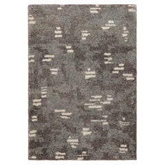 Rug & Kilim's Modern Rug in Charcoal Gray with White Geometric Patterns (tapis moderne gris anthracite avec motifs géométriques blancs)