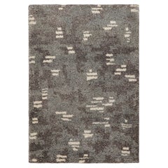 Rug & Kilim’s Modern Rug in Charcoal Gray with White Geometric Patterns